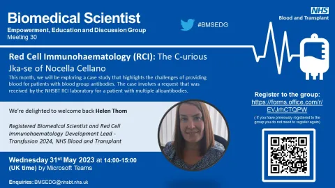 This month, we're joined by Helen Thom, Registered Biomedical Scientist and Red Cell Immunohaematology Development Lead - Transfusion 2024, NHS Blood and Transplant, and we will be exploring a case study that highlights the challenges of providing blood for patients with blood group antibodies. The case involves a request that was received by the NHSBT RCI laboratory for a patient with multiple alloantibodies.